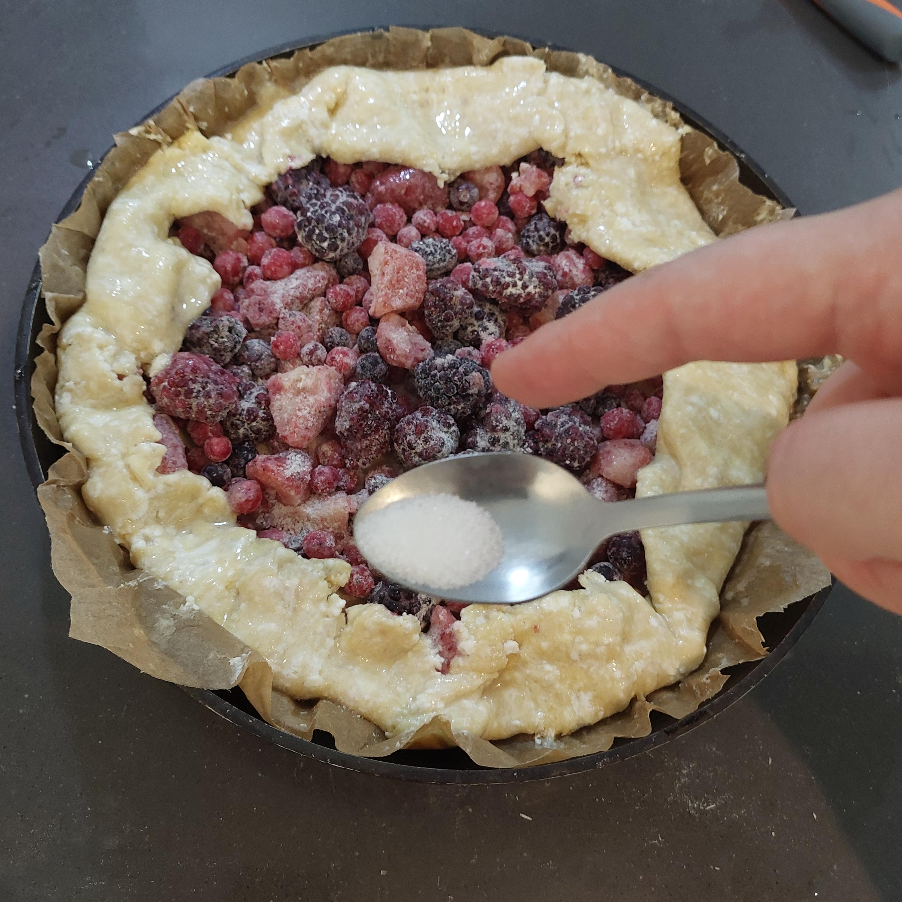 Sprinkle sugar on the edges for a crisp, sweet crust.